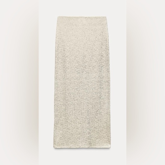 Zara Metallic Thread Rustic Ivory Knit Midi Skirt | Small | Stunning | NWT - Picture 5 of 9